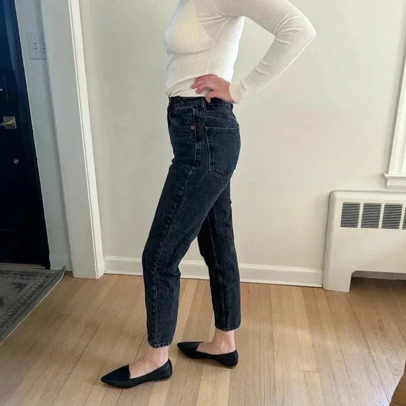 ZARA High Waist washed black straight leg ankle jeans size 4/ 26 Abercrombie - Picture 4 of 9